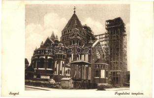 1926 Szeged, A felállványozott Fogadalmi templom az építési munkák befejezése előtt