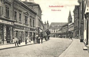 1907 Székesfehérvár, Nádor utca, Vadász Antal, Frankl Lipót és Krén Ignác üzlete, Biztosító társaság