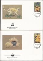 WWF Gee's golden langur set 4 FDC WWF: Aranylangur sor 4 db FDC-n