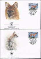 WWF Asian wild dog set 4 FDC WWF: Ázsiai vadkutya sor 4 db FDC-n