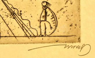 Hincz Gyula (1904-1986): Nagy madár, rézkarc, papír, jelzett, 20×29 cm