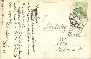 1914 Budapest VIII. Ludovika Akadémia, a levél írója akadályt ugrik a Batár nevű lovon / WWI K.u.k. ...