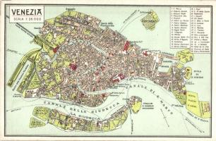 Venice, Venezia. Map with Hotel Union advertisement on the backside