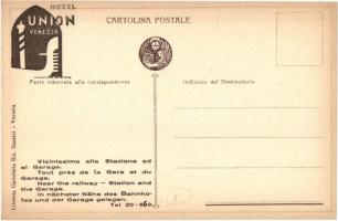 Venice, Venezia. Map with Hotel Union advertisement on the backside