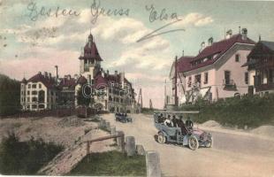 Semmering, Hotel Erzherzog Johann mit Post-Villa / hotel, villa, street view with automobile