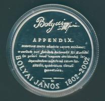 2002. 3000Ft Ag "Bolyai János" T:PP Csak 3000db! Tanúsítvánnyal!
