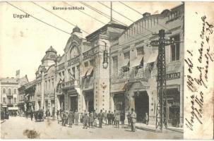 1913 Ungvár, Uzshorod, Uzhhorod, Uzhorod; Korona szálloda, Horvát üzlete / hotel, shops (EK)