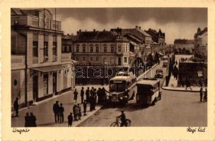 1942 Ungvár, Uzshorod, Uzhhorod, Uzhorod; Régi híd, autóbuszok / old bridge, buses