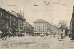 1906 Budapest VIII. József körút, Rózsa Sándor fényképészeti műterme, villamos megállóhely