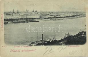 1898 Budapest, Dunasor az Erzsébet és Ferenc József híd megépítése előtt . D. Halberstadt