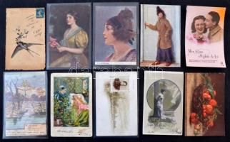 Művészeti, motívum, üdvözlő képeslap tétel hagyatékból, több mint 500 db zömmel a 10-es 20-as évekbő...