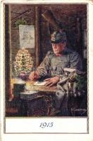 A K.u.K. hadsereg katonája 1915 karácsonyán / Soldier of the Austro-Hungarian Army in Christmas + K.u.K. Schw. Hbtz. Batt. Nr. 1/19. s: Kuderna (EK)