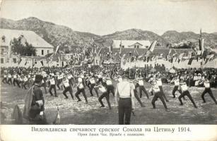 1914 Cetinje, Cettigne; Vidovdan ceremony of the Serbian Sokol students. Njegoch + K.u.K. 2/4. Sappeurkompagnie Nr. 49.
