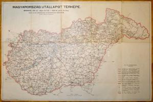 1939 Magyarország útállapot térképe, 1:600.000, Bp., Klösz, a hajtás mentén szakadással, 72x107 cm.