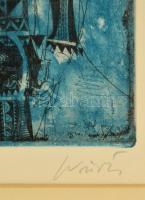 Würtz Ádám (1927-1994): Kékszakállú herceg, rézkarc-papír, jelzett, üvegezett keretben 20×30 cm