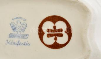 Kalocsai tálkkák ( 2 db), kézzel festett, jelzett, kopott, 10×9 cm, 11,5×7,5 cm