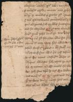 cca 1400-1500 Latin nyelvű kódextöredék, teológiai szövegrészletekkel (Szent Ambrus, Bonaventura), p...