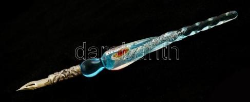Töltőtoll muranói üveg szárral, h: 14 cm