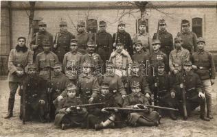 1917 Budapest, osztrák-magyar katonák csoportképe / WWI military, Hungarian soldiers group, Schäffer Ármin photo (vágott / cut)