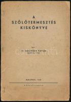 Dr. Kosinsky Viktor: A szőlőtermesztés kiskönyve. Bp., 1948, Szerzői kiadás,(Kapucinus-ny.), 65+3 p. Kiadói papírkötés, szakadozott borítóval, sérült, hiányos gerinccel.