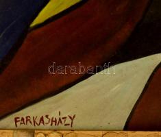 Farkasházy jelzéssel: Kompozíció. Olaj, farost, sérült keretben, 40×40 cm