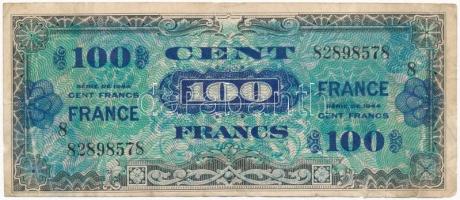 Franciaország / Szövetséges katonai kiadás 1944. 100Fr T:III- kis szakadás, ly.  France / Allied military currency 1944. 100 Francs C:VG small tear, hole