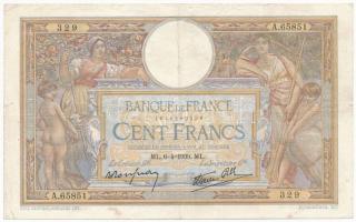 Franciaország 1939. 100Fr T:III ly., szakadás France 1939. 100 Francs C:F hole, tear