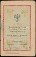 1922 Lengyel útlevél, amerikai vízummal, hiányzó fotóval / Republic of Poland passport with American visa