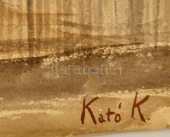 Kató jelzéssel: Házak. Akvarell, papír, 30×43 cm