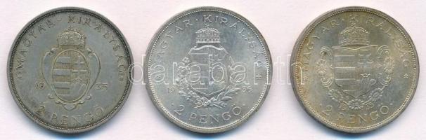 1935. 2P Ag "Pázmány" + 2P Ag "Rákóczi" + 1936. 2P Ag "Liszt Ferenc" T...