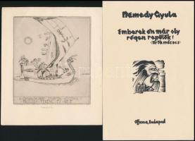 12 db ex libris, klisé/rézkarc/fametszet, papír, egy részük jelzett (köztük Szűr-Szabó József is), k...