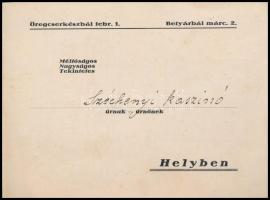1935 Meghívó öregcserkészbálra, az esztergomi Széchenyi-kaszinó részére címezve
