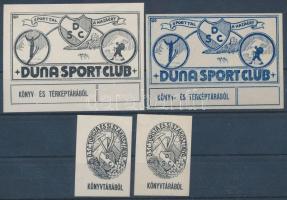 4 db Duna Sport Club ex libris, klisé, papír, különböző méretben