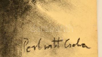 Perlrott jelzéssel: Akt háttal. Szén, papír, 30×20 cm