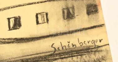 Schönberger jelzéssel: Kikötés. Szén, papír, 21×30 cm