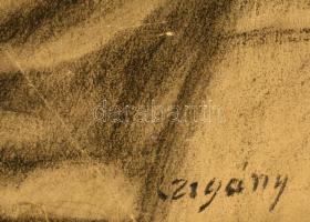 Czigány jelzéssel: Csendélet. Szén, papír, 40×26 cm