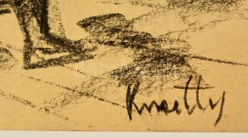 Kmetty jelzéssel: Harangszó. Szén, papír, 30×21 cm