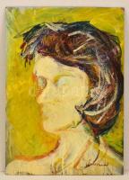 Szabó jelzéssel: Női fej. Olaj, farost, 55×39 cm
