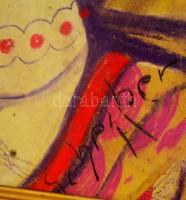 Scheiber jelzéssel: Női fej. Pasztell, papír, üvegezett keretben, 35×29 cm