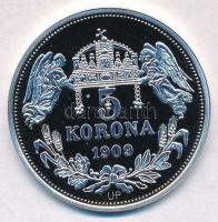 DN "Királyi koronák / 1909. 5K - Ferenc József" Ag emlékérem (20g/0.999/38,61mm) T:PP