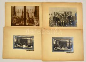 cca 1920-1930 4 db nagyméretű fotó cipészüzletből: csoportkép, kirakatkép, stb., különböző műtermekből (Pobuda, Zoltán Fotó, Hollós), kartonra ragasztva, különböző méretben