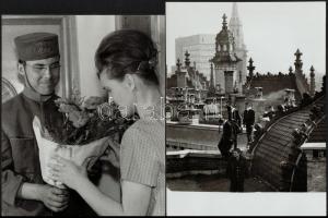 Budapesti látképek, épületek, életképek különféle korokból, 13 db vintage fotó, 12x18 cm és 20x25 cm...