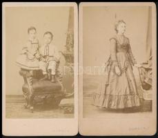 cca 1870 Borsos József pesti fényképész műteremben készült 2 db vizitkártya méretű fénykép, 10,5x6,5 cm