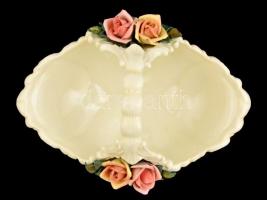 Ens rózsás kosár, kézzel festett, jelzett, apró lepattanással, m: 12,5 cm