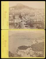 cca 1880 Olaszországi látképek (Sorrento, Nápoly), 2 db vizitkártya méretű fénykép, 7x10,5 cm / Naples, Sorrento, Italy, 2 vintage photos