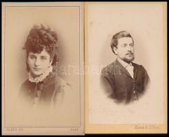 cca 1868 Klösz György pesti fényirdai műtermében készült 2 db vizitkártya méretű fénykép, 10,5x6,5 cm