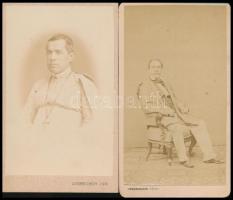 cca 1867 Két pesti, jelzett műteremben készült 2 db vizitkártya méretű fénykép, 10,5x6,5 cm