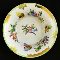 Herendi Viktória mintás tál, kézzel festett, jelzett, hibátlan, m:7,5 cm, d:15 cm