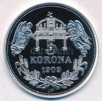 DN "Királyi koronák - V Ferdinánd 5 korona 1909" Ag emlékérem tanúsítvánnyal (20/0.999/38,...