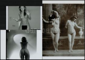 cca 1978 A fiatalság szépsége, szolidan erotikus felvételek, 4 db vintage negatív (6x6 cm), + 7 db m...